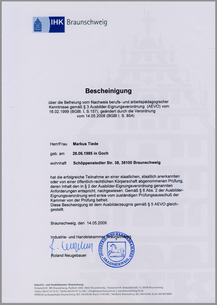 My AEVO certificate